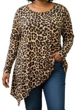 **NWT** Umgee Leopard Print Asymmetric Tunic